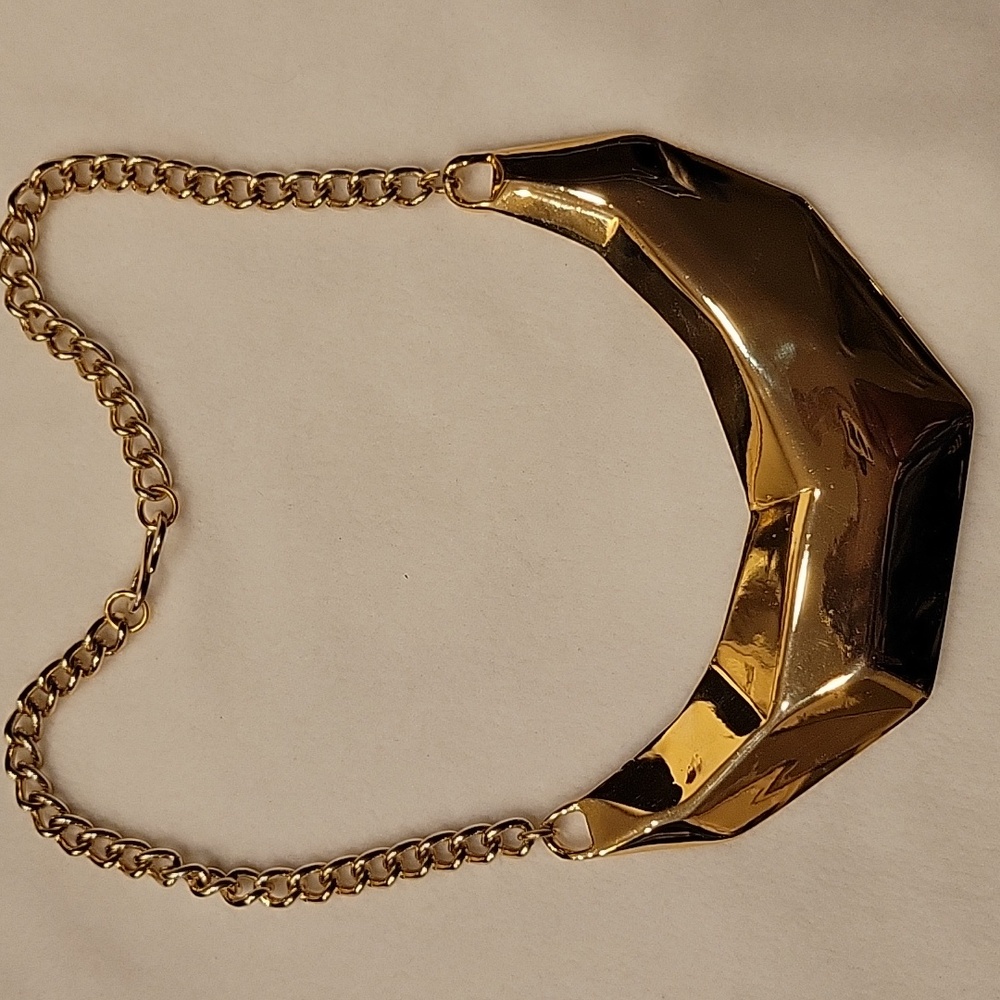 Kenneth Jay Lane Polished Gold Geometric Bib Necklace